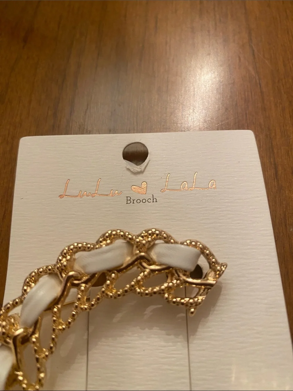Gold & White Floral Chain Brooch